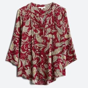Fun2Fun Red Kearney Henley blouse 2X